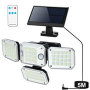 Uarter Solar Lights Outdoor 3000LM 296 LED Motion Sensor Flood Security Light with Remote Control for Outside Garage Yard