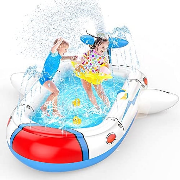 Uarzt Splash Pad 3 in 1 Sprinkler for Kids, 68" Inflatable Splash Swimming Kiddie Pool for Kids Toddlers Dogs, Summer Water Toys for Boys Girls as Gifts, Using in Backyard Outdoor Indoor Outside