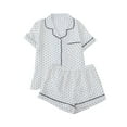 thumbnail image 1 of Uaswgudfs 2 Pack Womens Pajama Sets Cute Short Sleeve Wave dot Collared Top with Long pants Soft Comfy Loungewear Sleepwear, 1 of 4