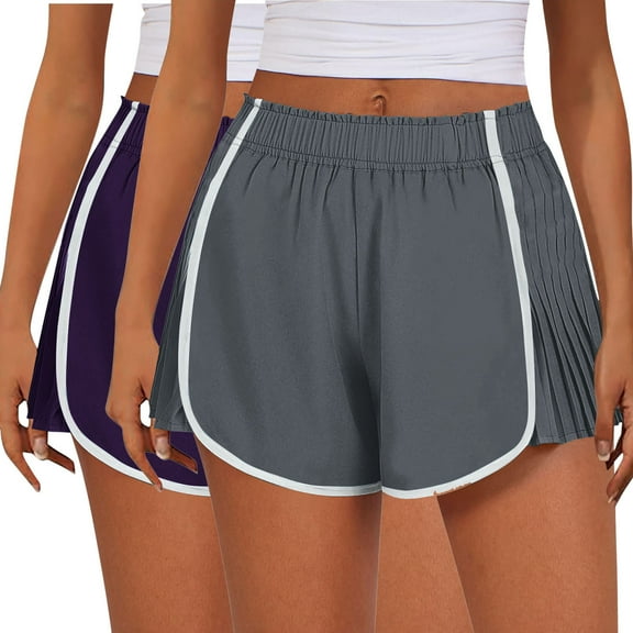 Uaswgudfs 2 piece set ​Women's Contrast Panel Athletic Shorts​ - High-Waisted Gym & Casual Wear | Lightweight Summer Running Shorts Khaki L