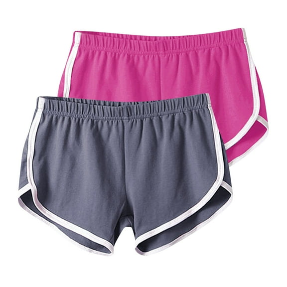 Uaswgudfs 2-piece set ​Women's Stylish Running Shorts for Summer - Elastic Waistband with Contrast Trim & Breathable Fabric for Gym/Casual Hot Pink L