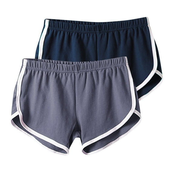 Uaswgudfs 2-piece set ​Women's Stylish Running Shorts for Summer - Elastic Waistband with Contrast Trim & Breathable Fabric for Gym/Casual Navy L