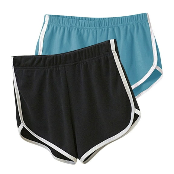Uaswgudfs 2-piece set ​Women's Summer Active Shorts - Elastic Waistband & Contrast Trim Breathable Running Shorts for Sports & Daily Wear Light Blue L