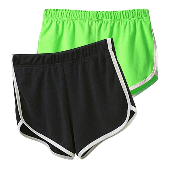 Uaswgudfs 2-piece set ​Women's Summer Active Shorts - Elastic Waistband & Contrast Trim Breathable Running Shorts for Sports & Daily Wear Green S