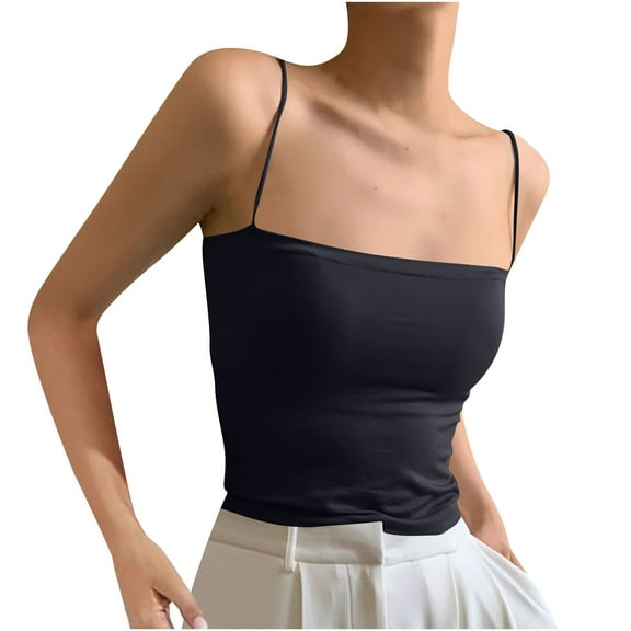 Uaswgudfs 2025 Summer Women's Stretchy Camisole Square Neck Spaghetti Strap Tank Top - Elastic Sleeveless Basic Shirt, Soft Modal, Breathable Yoga & Casual Wear