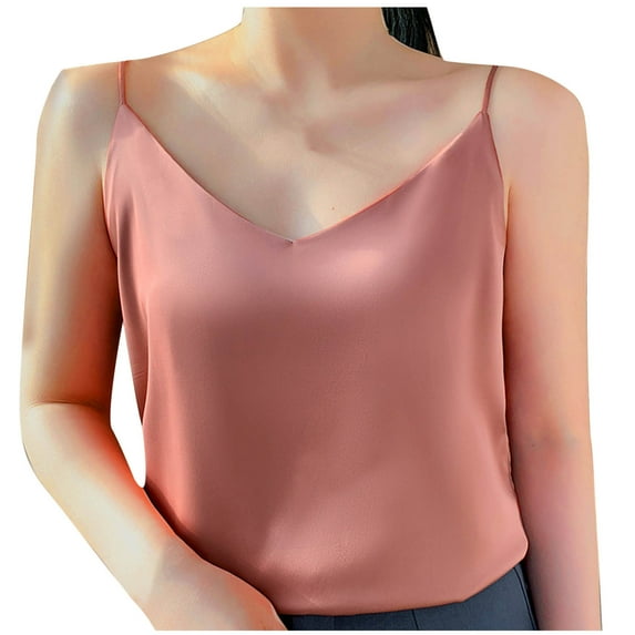 Uaswgudfs 2025 Women's Close Fit & Comfortable Silk Satin Camisole Top - Sexy V-Neck Sleeveless Nightwear & Pajama Tanks