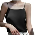 thumbnail image 1 of Uaswgudfs 2025 Women's Silk Satin Camisole Flat Neck Tank Top Cami Silky Basic Tank Shirt Sleep Blouses, 1 of 3