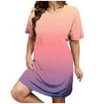 thumbnail image 1 of Uaswgudfs 2025 Women's Summer Casual Short Sleeve Midi Dress - Soft Knee-Length A-Line Silhouette & Breathable Fabric for Effortless Daily Wear Pink 2XL, 1 of 7