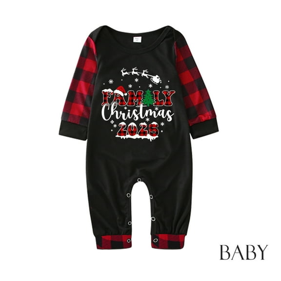 Uaswgudfs 2026 Family Christmas Onesie, Red Black Plaid Long Sleeve Romper, Holiday Matching Family Pajamas, Christmas Loungewear Sleepwear- Walmart Popular Festive Pajama Set