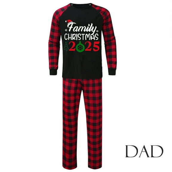 Uaswgudfs 2026 Family Christmas Plaid Matching Pajamas for Dad, Red Black Checkered Long Sleeve Top & Pants Two-Piece Sleepwear, Holiday Family Matching Loungewear for Christmas - Walmart Hot Sale