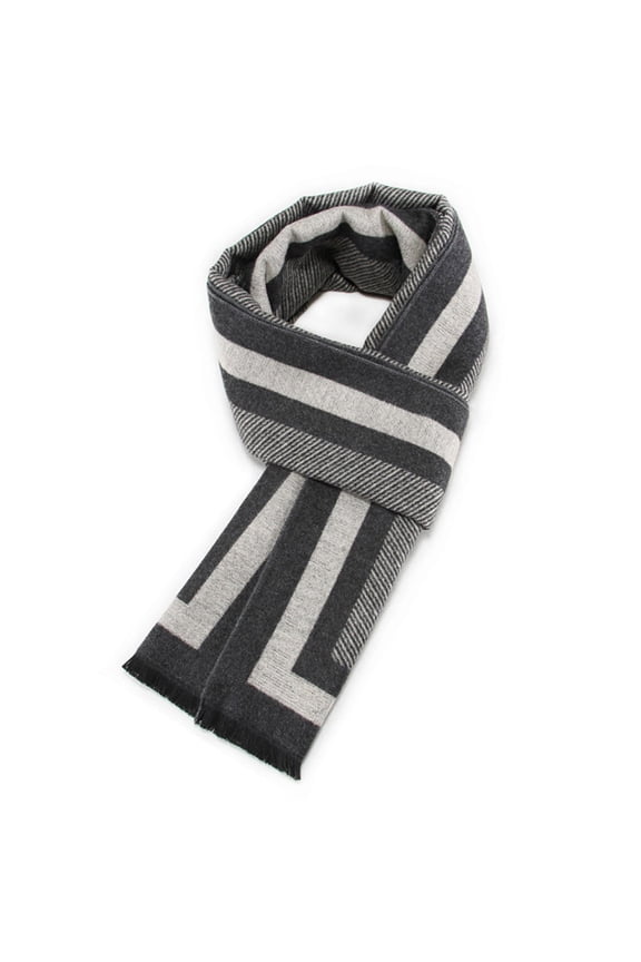 2026 New Arrival Men's Winter Scarf, Faux Silk Plush Warm Neck Warmer, Simple Color Block Design, Soft & Cozy Men's Scarf