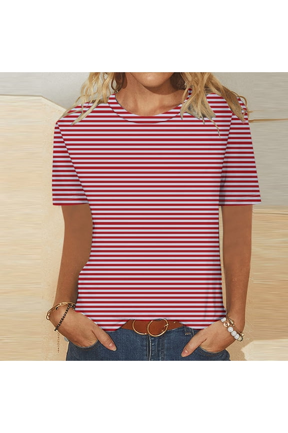 3/4 Length Sleeve Womens Tops Summer Striped Shirts Dressy Casual Printed Tunic Tops Women Blouses 2025 New