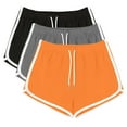 thumbnail image 1 of Uaswgudfs 3-piece set Women's Curved Hem Summer Shorts with Elastic Waist - Stretchy Casual Shorts for Running, Yoga & Outdoor Activities Orange L, 1 of 8