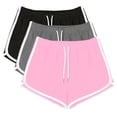 thumbnail image 1 of Uaswgudfs 3-piece set Women's Curved Hem Summer Shorts with Elastic Waist - Stretchy Casual Shorts for Running, Yoga & Outdoor Activities Pink XXXL, 1 of 8
