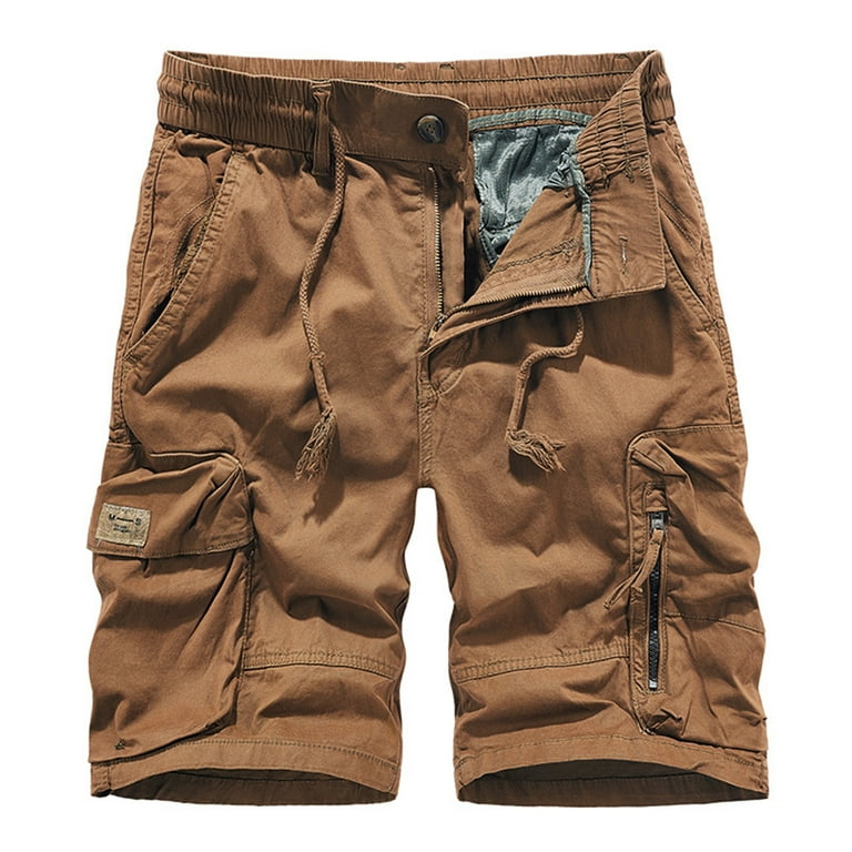 Uaswgudfs 5 Inch Inseam Cargo Shorts for Men Solid Elastic Waist Outdoor Sport Short Pants with Multi Pockets L Walmart