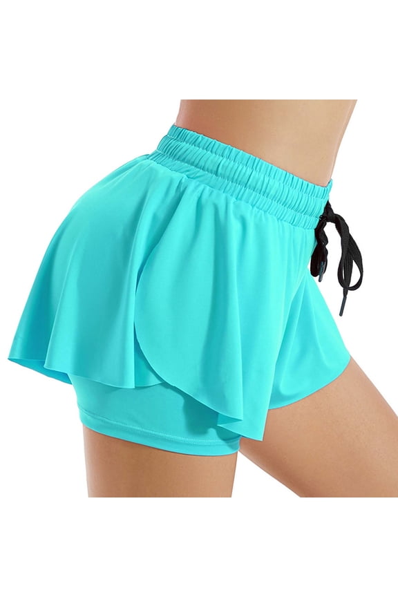 Athletic Shorts for Women with Built-in Skirt Yoga Running Tennis Shorts for Women