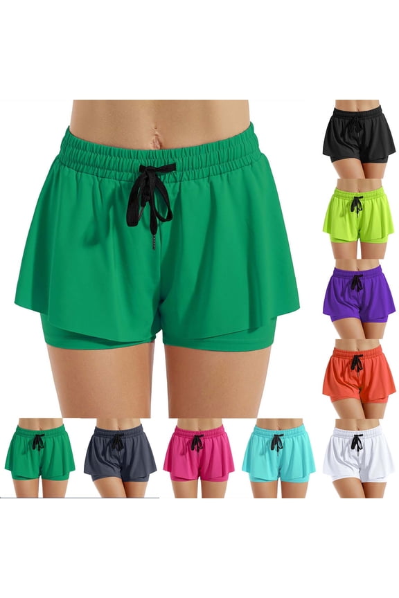 Athletic Shorts for Women with Built-in Skirt Yoga Running Tennis Shorts for Women