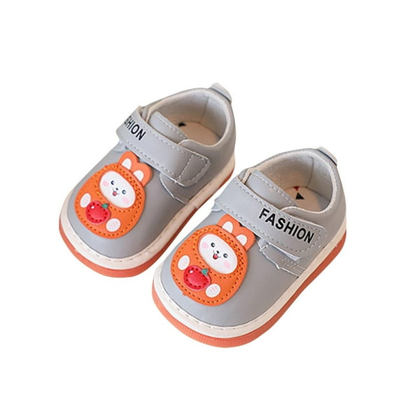 Uaswgudfs Baby Shoes Cute Bunny Print Boys Girls First Walkers Flat Shoes PU Leather Rubber Sole Walking Shoes, 0-15M