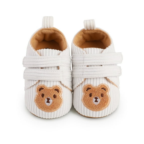 Uaswgudfs Baby Shoes Winter Warm Flats Soft Newborn Infant Crib Shoes with Cute Bear Print First Walkers Prewalker, 0-9M