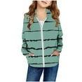 thumbnail image 1 of Uaswgudfs Boys Girls Full Zip Hoodie Sweatshirt Striped Jacket Long Sleeve Casual Tops with Pockets, Green 2-14T, 1 of 3