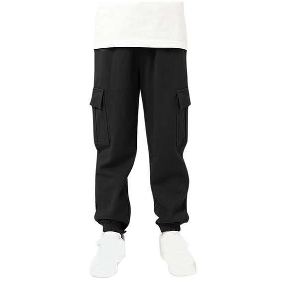 Uaswgudfs Boys' Sweatpants Cargo Jogger Pants Elastic Waist Active Pants with Multi Pockets, 8-14T
