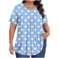 thumbnail image 1 of Uaswgudfs Casual Plus-Size Women's Pleated Round Neck T-Shirt​ - Flow Hem Short Sleeve & Breathable Fabric for Summer Tops Comfort, 1 of 5