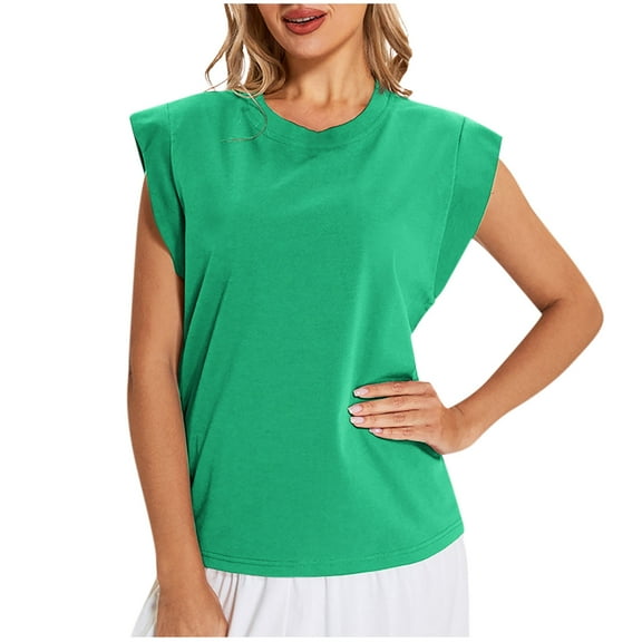 Uaswgudfs Casual Summer Tops: Women Blouses Structured Shoulder Short Sleeve with Breathable Cotton Trendy Design