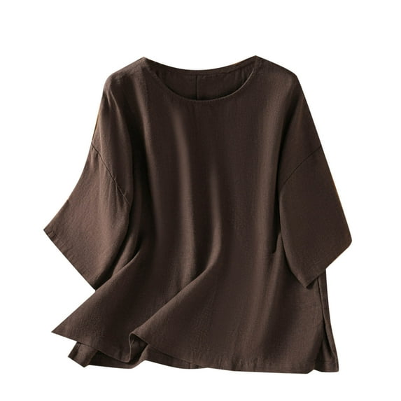 Uaswgudfs Casual Women Blouses: Relaxed Fit Round Neck Short Sleeve Summer Top with Flowy Silhouette, Lightweight Breathable Everyday T-Shirt