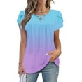 thumbnail image 1 of Uaswgudfs ​Casual Women Blouses: Relaxed Fit Short Sleeve V-Neck Summer Tops with Ruched Shoulders & Soft Jersey Fabric, 1 of 7