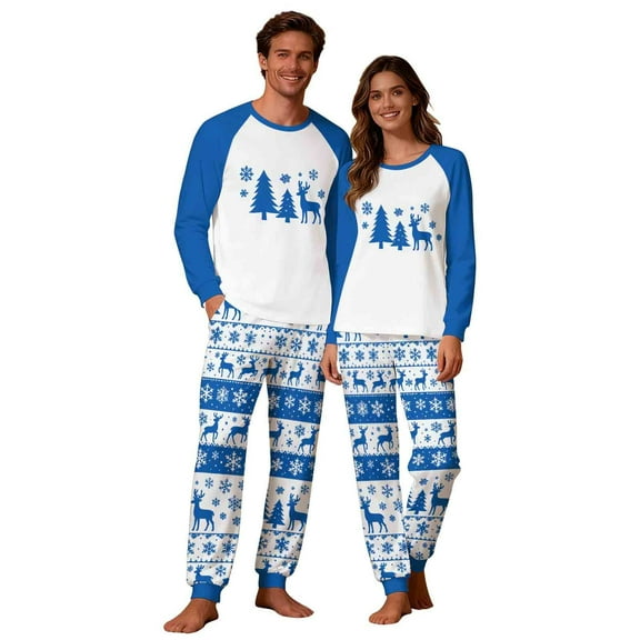 Uaswgudfs Christmas Family Matching Pajamas Dad’s Set, Christmas Tree & Reindeer Print Long Sleeve Crew Neck Top Dual Pocket Pants, Festive Holiday Sleepwear for Dad – Walmart Bestseller