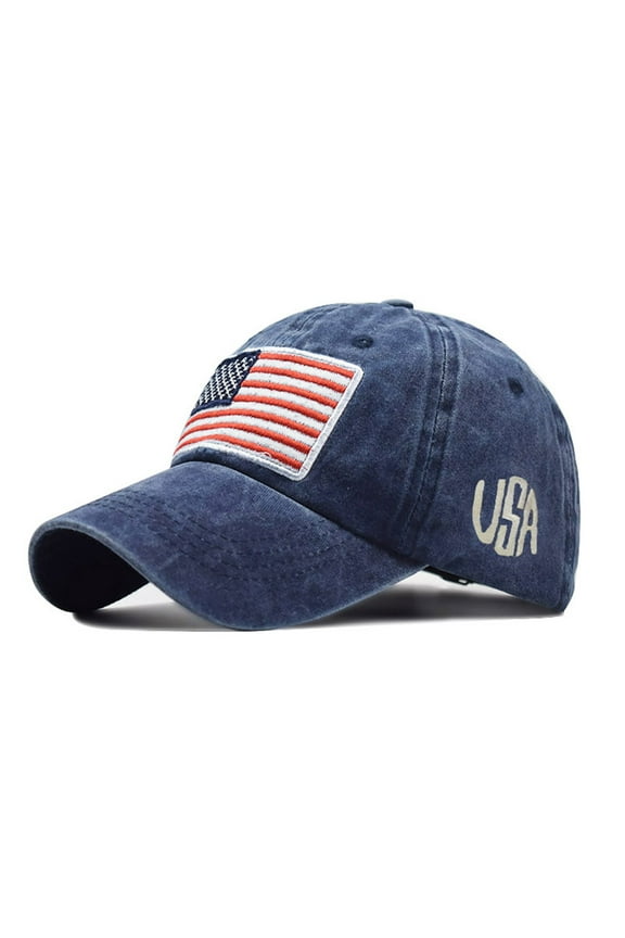 Classic US Flag Baseball Cap - Patriotic USA Design for 4th of July & Independence Day Hats Navy