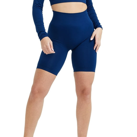 Uaswgudfs Compression Yoga Shorts for Women - High-Waisted Seamless Design for Gym Workouts & Muscle Support Blue L