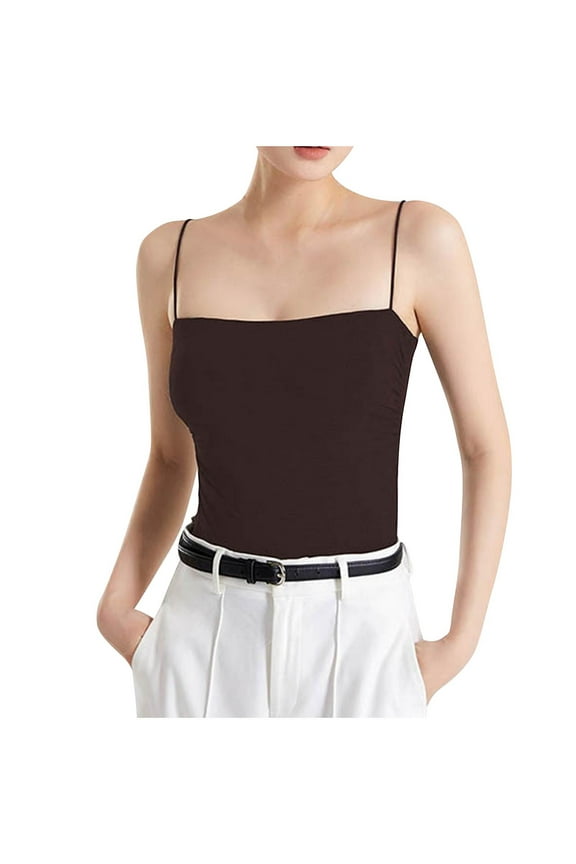 Crop Cami Tank for Women Seamless Ribbed String Cropped Chest Padding Daily leisure Tops