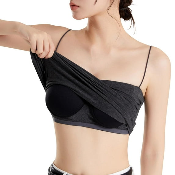 Uaswgudfs Crop Cami Tank for Women Seamless Ribbed String Cropped Chest Padding Daily leisure Tops
