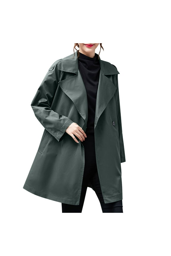 ​Double-Breasted A-Line Coat: Windproof Polyester, Lightweight & Mature Style for Autumn Commute