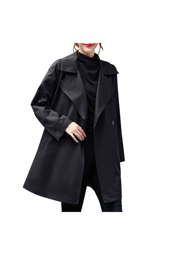 ​Double-Breasted A-Line Coat: Windproof Polyester, Lightweight & Mature Style for Autumn Commute