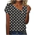 thumbnail image 1 of Uaswgudfs ​Elegant Polka Dot Women's Blouses for Summer​ - V-Neck Short Sleeve with Button Accents & Lightweight Fabric, 1 of 7