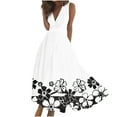 thumbnail image 1 of Uaswgudfs ​Elegant V-Neck Floral Midi Dress for Women 2025 - Sleeveless Summer Sundress with Fitted Silhouette & Casual Elegance White-B 3XL, 1 of 5
