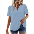 thumbnail image 1 of Uaswgudfs Elegant Women's Short Sleeve V-Neck Blouse - Lightweight Lace Trim Casual Top for Spring/Summer Daily Wear, 1 of 8