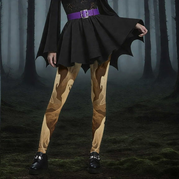 Uaswgudfs Halloween Legging Pants for Women 2025 Fashion and Cat Printed Trouser Elastic Waist Workout Jogger Yoga Pant Gold L