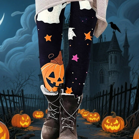 Uaswgudfs Halloween Leggings For Women Pumpkin Ghost Costume Adult Fall Outfit High Waist Workout Strenchy Tummy Control Yoga Pants Multicolor-D XL