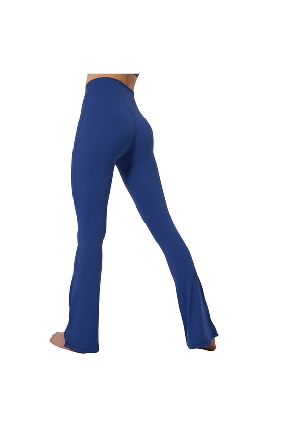 High-Waisted form-Fitting Flare Leg Yoga Pants for Women's Active Workouts, Gym Training & Athletic Performance Blue S