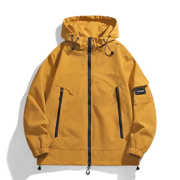 Uaswgudfs ​Hooded Zip-Front Coat: Women’s Autumn Water-Resistant Relaxed Fit with Multi-Zip Pockets & Sleeve Patch - Casual Outerwear​