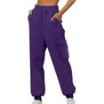 thumbnail image 1 of Uaswgudfs Joggers for Women - High Waisted Baggy Sweatpants with Pockets Purple M, 1 of 5