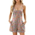 thumbnail image 1 of Uaswgudfs Jumpsuits for Women Casual Summer Romper Solid Floral Sleeveless Rompers Spaghetti Strap Jumpers with Pockets, 1 of 7