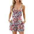 thumbnail image 1 of Uaswgudfs Jumpsuits for Women Casual Summer Romper Solid Floral Sleeveless Rompers Spaghetti Strap Jumpers with Pockets, 1 of 7