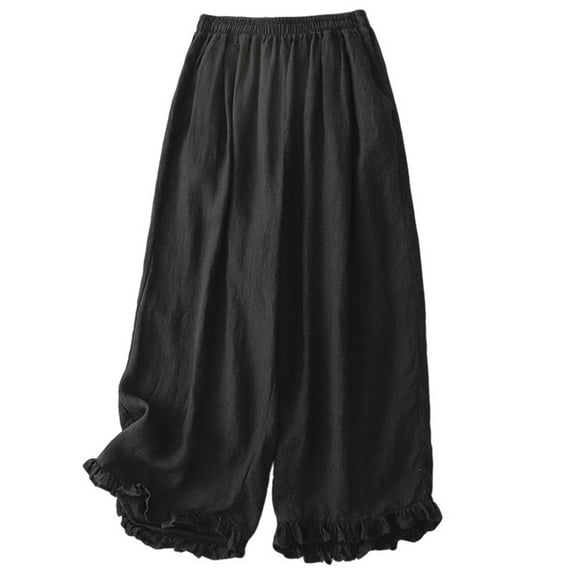 Uaswgudfs Lace Pettipants Slips Embroidery Flower Womens Lightweight Cotton Linen Bloomer Shorts Lounge Short Pants Black 2XL