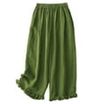 thumbnail image 1 of Uaswgudfs Lace Pettipants Slips Embroidery Flower Womens Lightweight Cotton Linen Bloomer Shorts Lounge Short Pants Green 2XL, 1 of 2
