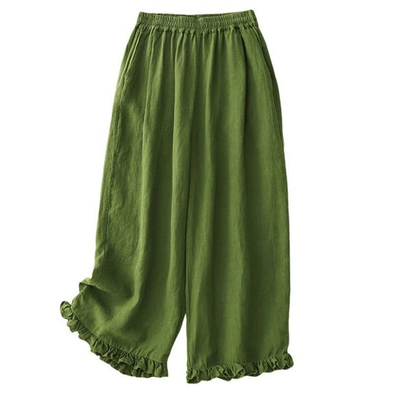Uaswgudfs Lace Pettipants Slips Embroidery Flower Womens Lightweight Cotton Linen Bloomer Shorts Lounge Short Pants Green 2XL