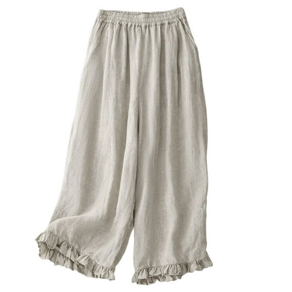 Uaswgudfs Lace Pettipants Slips Embroidery Flower Womens Lightweight Cotton Linen Bloomer Shorts Lounge Short Pants White 2XL